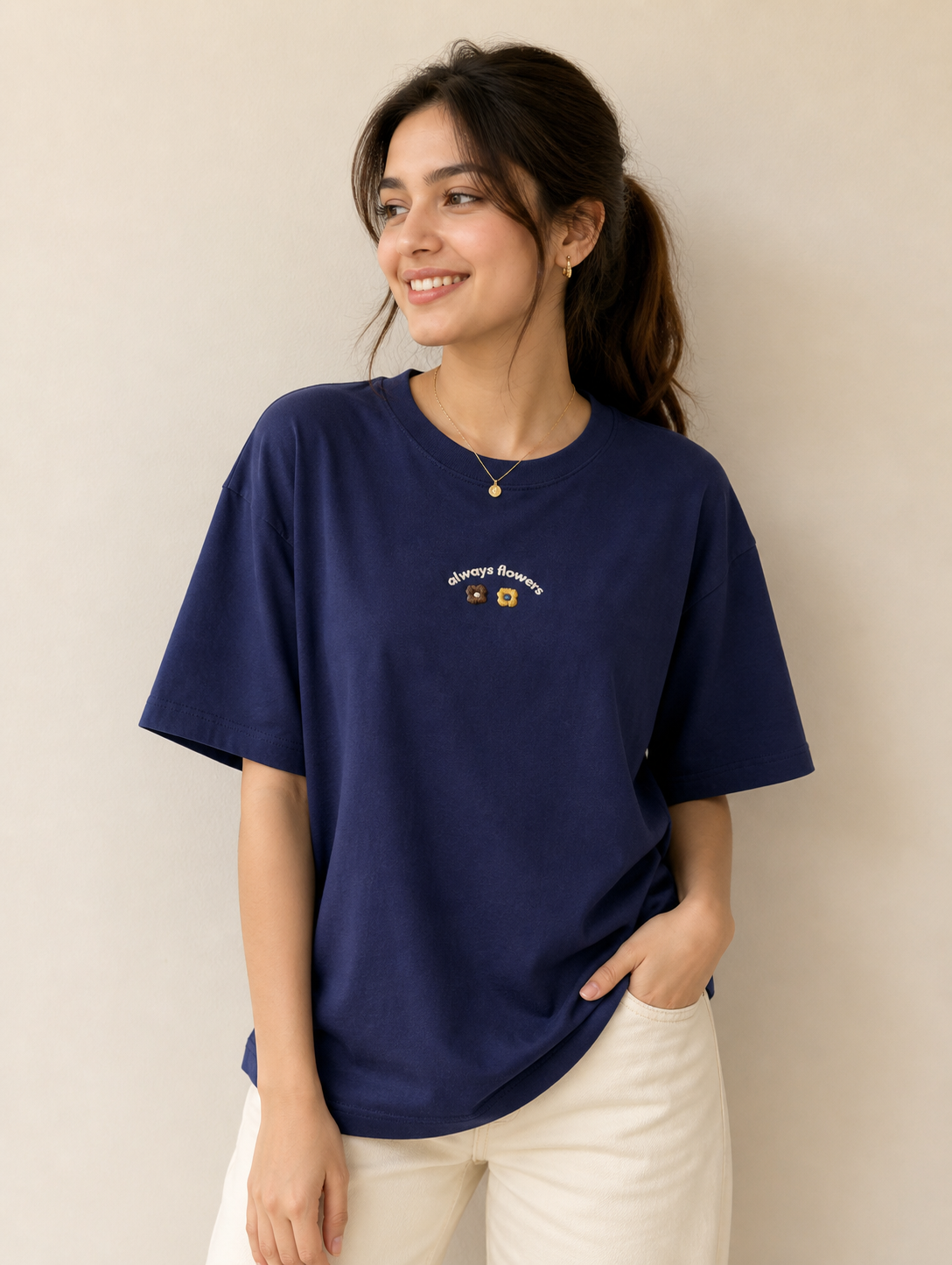 Oversized Classic T-Shirt With Embroidery
